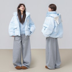 凯莉欧 KEIKO 俏皮软语90绒子白鸭绒短款羽绒服冬量感暖核加厚连帽面包服
