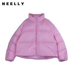 NEELLY纳俪商场同款冬季新款90白鹅绒羽绒服女宽松短款面包服外套