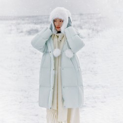 艾莱依 中长款羽绒服女休闲冬季新款时尚百搭气质连帽加厚保暖外套
