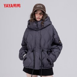 YAYA 鸭鸭 YAYA 2025运动风加厚连帽中长款女士羽绒服