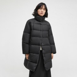 播 冬季中长款直筒宽松羽绒服女立领休闲保暖外套DDR4RD5115