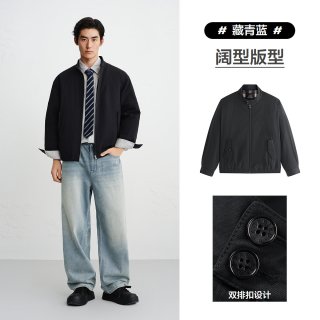 移动端：太平鸟 男装 哈灵顿羽绒服男冬季保暖防寒行政立领夹克短款外套潮