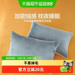 水星家纺 牛奶绒对枕套防静电情侣枕头套家用枕芯罩学生宿舍床品