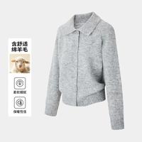 Esprit 圈圈纱女士针织开衫秋季大翻领暗门襟轻奢气质时尚休闲