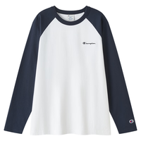 Champion 全棉撞色插肩袖长袖T恤