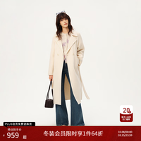自巧 巧制 小个子山羊绒绵羊毛系带收腰大衣毛呢外套女2026冬新品 奶油白 70支 91.8%绵羊毛  8.2%山羊绒