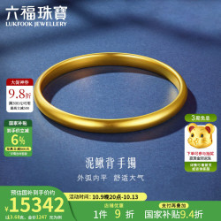 六福珠宝 福满传家足金泥鳅背古法黄金手镯单只 计价 A01G0009DS 60mm-16.88克(含工费1131元)一路生花