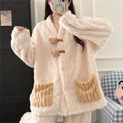 FOURDATRY 珊瑚绒睡衣女款秋冬季2025加厚保暖法兰绒小熊冬天家居服卡通小熊