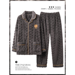 FOURDATRY 轻奢2025新款珊瑚绒睡衣男秋冬季大码加绒加厚冬天保暖家居服可外