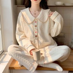 FOURDATRY 2025年新款秋冬季睡衣女空气棉夹层纯欲风可爱甜美家居服