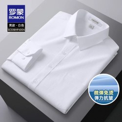 罗蒙 男士商务休闲长袖衬衫秋季新款易打理工装衬衣男