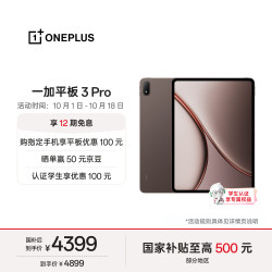 一加 平板3 Pro 骁龙8至尊版 深棕 12GB+512GB 13.2英寸平板电脑