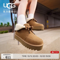 UGG 秋季女士蝴蝶结厚底可翻折鞋领懒人毛毛鞋1174570CHE|栗色37