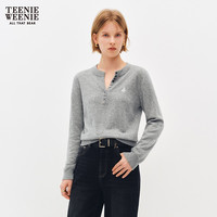 TEENIE WEENIE 小熊女装 亨利领毛针织衫 浅灰色 XS