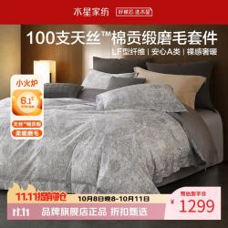 水星家纺 A类100支兰精天丝棉磨毛四件套天丝+棉秋冬床单枕套被罩套件 贝利尼磨毛四件套1.8米床
