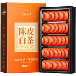 七春 陈皮白茶礼盒500g福鼎贡眉100小饼口粮茶叶年货节新会陈皮