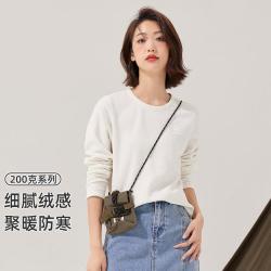 拓路者 200克系列双面绒保暖圆领加绒女式体恤衫秋户外运动长袖上衣女