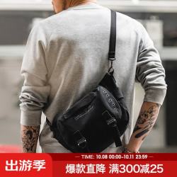 马登 工装 美式复古M1961字母帆布包斜挎包手提单肩机车腰包邮差包男款 黑色 中包