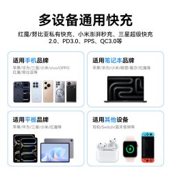 努比亚 红魔氘锋120W氮化镓充电器手机电脑适用努比亚小米快充电头100W多口快充iPhone18pro苹果笔记本多协议