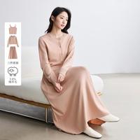 茵曼 2026秋季温柔通勤含羊毛针织开衫背心半身裙女