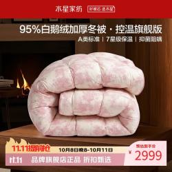 水星家纺 A类抑菌阻螨95%白鹅绒冬被芯 控温科技防钻绒面料秋冬季羽绒被子 水星95%白鹅绒加厚冬被·控温旗舰版(暗粉色) 150cm×210cm