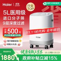 海尔 5L升制氧机家用氧气吸氧机十大排名肺气肿老人医用级吸氧呼吸机带雾化高原Z503W