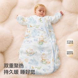 贝肽斯 [猫肚棉]婴儿睡袋春秋纯棉新生儿童宝宝一体防踢被四季通用