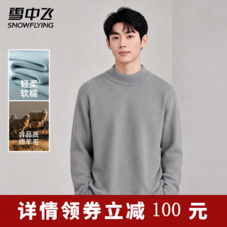 雪中飞 毛衣男秋冬简约纯色打底针织衫宽松圆领保暖舒适舒服内搭上衣男
