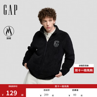 Gap 男女装秋logo刺绣宽松立领抱抱绒卫衣外套1SS623730 黑色 M (170/92A)亚洲尺码
