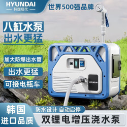 现代影音 韩国现代充电式抽水泵浇水小型家用浇菜现代双核水泵9节+5米水管