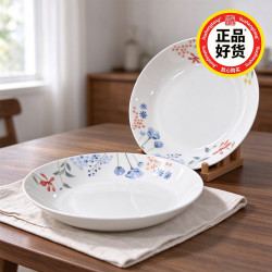 柳生堂 盘子骨瓷碟子陶瓷餐盘套装菜盘饭盘家用釉下彩可微波盘子7寸2只