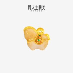 周大生 黄金小马锦绣前程转运珠生肖马足金硬金唐马珐琅送女友礼物