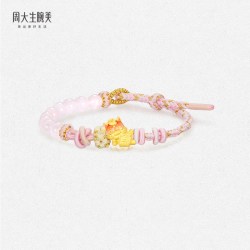 周大生 腕美黄金转运珠足金硬金鸿运小马温感珐琅手链生肖马送女友