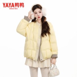 YAYA 鸭鸭 立领格纹防风保暖 女士羽绒服
