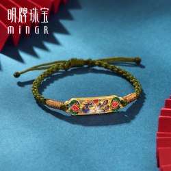 明牌珠宝 t硬金手链 黄金凤穿牡丹编绳手串足金镂空手饰AFP0640