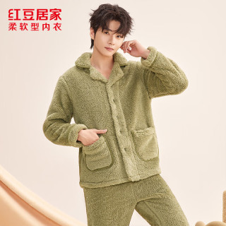 红豆居家 泡泡绒3A抑菌长袖家居服套装
