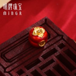 明牌珠宝 3D硬金转运珠 黄金大喜柿串珠足金编绳手链AFP0609