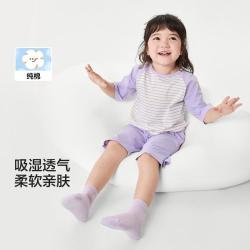 巴拉巴拉 纯棉儿童睡衣夏薄款男童女童透气家居服空调服中大童短袖套装亲子