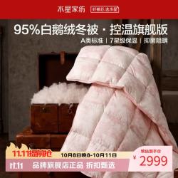 水星家纺 A类抑菌阻螨95%白鹅绒冬被芯防钻绒面料秋冬羽绒被子 95%白鹅绒冬被200×230cm