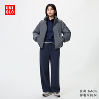优衣库 摇粒绒舒适长裤女装休闲裤裤子491158 69 藏青色 M