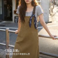 马登 美式复古 宽松休闲 小众无袖背心显瘦 牛仔背带裙