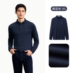 金利来 2024秋冬新款长袖POLO衫男商务拼色翻领T恤