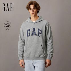 Gap 男女装2026秋季新款休闲logo胶印连帽宽松抓绒卫衣1SS623727