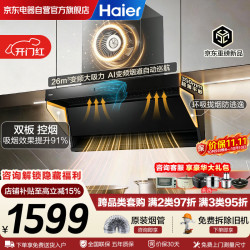 海尔 变频巡航顶侧双吸抽油烟机 26立方大吸力 烟灶联动 900Pa静压高频自清洁家用油烟机EC736UD