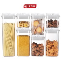 PORA 家用长方形大容量塑料罐盒子透明双层干果收纳盒食品级谷子收纳盒