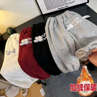 冬季新款羊驼绒加厚立体玩偶可爱口袋潮童韩版百搭卫裤
