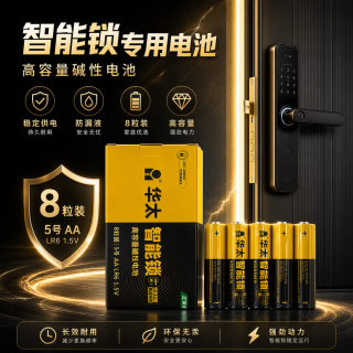 华太电池 智能门锁电池 8粒盒装 碱性5号 适用指纹锁/电子门锁