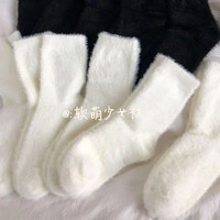 FOURDATRY 水貂绒加厚中筒袜女可爱保暖秋冬居家长筒袜