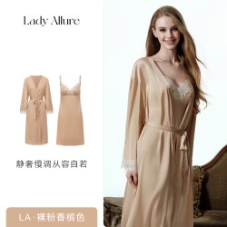 LADYALLURE 「LA」Cloris·克洛莉丝｜法式宫廷风刺绣蕾丝睡裙袍家居服套装女