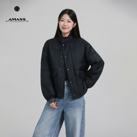 阿玛施 秋冬新款时尚休闲百搭保暖立领棉服外套540151 黑色 S 2码